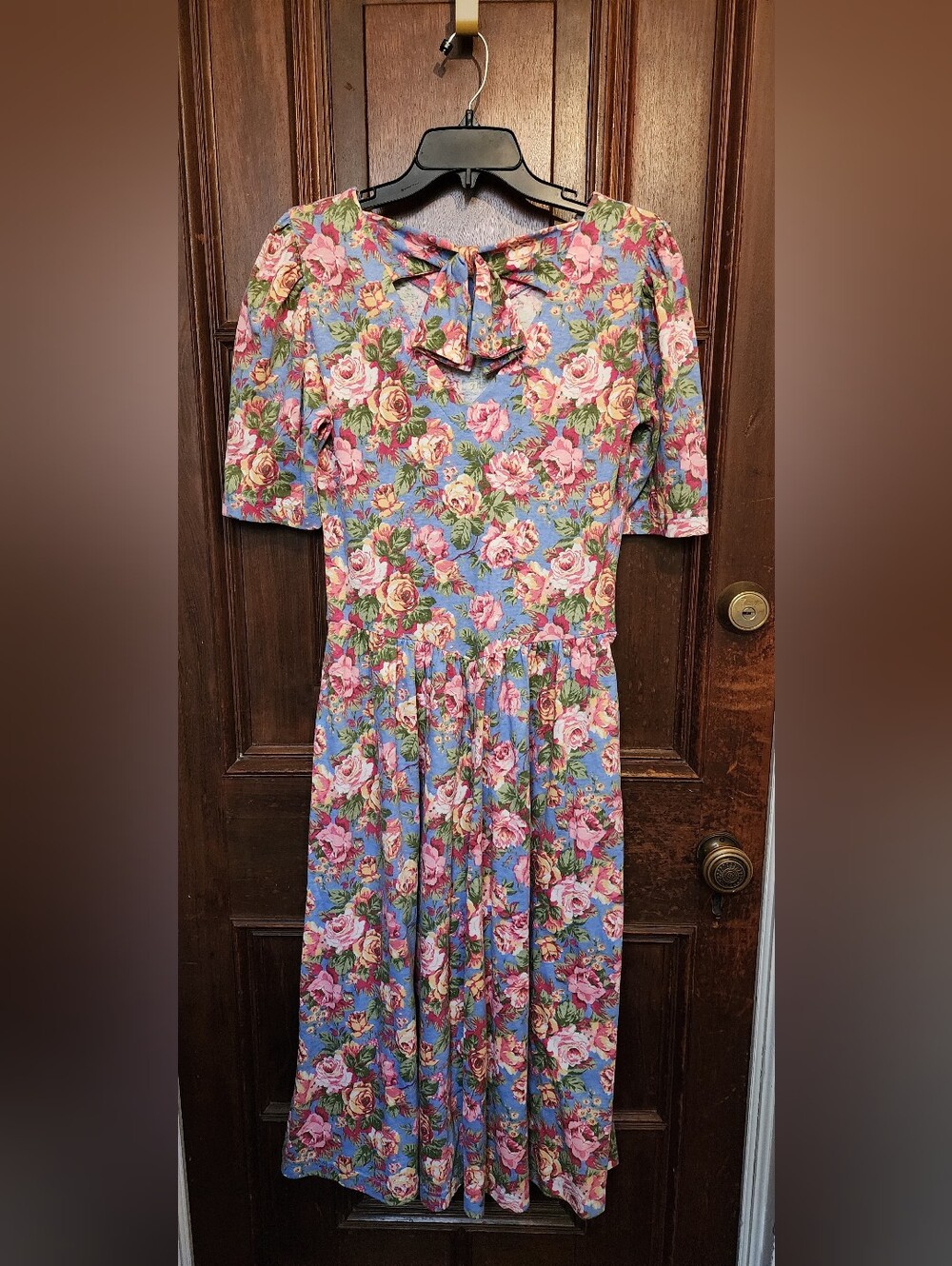 VTG 80s Lanz Originals Romantic Rose Floral Midi Cottagecore Sz 12/14
